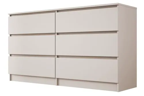 3E 3xE living.com Kommode mit 6 Schubladen in Kaschmir, 139 x 79 x 39 cm
