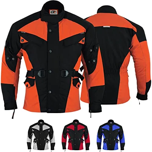 German Wear Herren Motorradjacke mit 4 CE-Protektoren in orange von German Wear