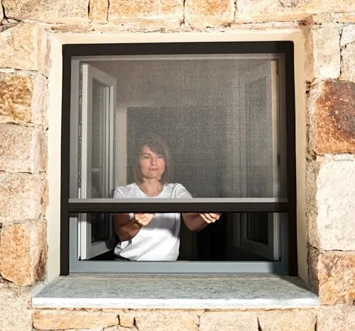 Insektenschutzrollo für Fenster & Türen, Aluminium – Luxus (Schwarz RAL 9011, L 1250 x H 1600 mm)