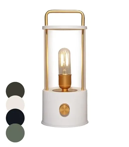 Coen Bakker LED Laterne Tischlampe dimmbar IP44 Lampe USB Warmweiß für Innen & Außen 15x11 cm Tischleuchte, Farbe:Weiß