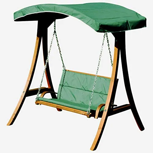 AS-S Design Hollywoodschaukel KUREDO/RIO GRÜN - Hollywoodschaukel für 2 Personen aus Lärchenholz, mit abnehmbarem Dach für flexible Nutzung im Garten oder auf der Terrasse.