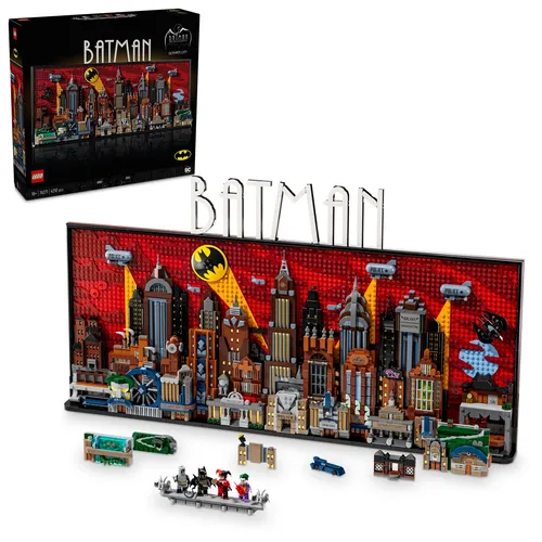 DC Super Heroes 76271 Batman: Die Zeichentrickserie Gotham City - 15 abnehmbare Tafeln, inkl. 4 Minifiguren und detailgetreuem Wayne Manor sowie Arkham Asylum