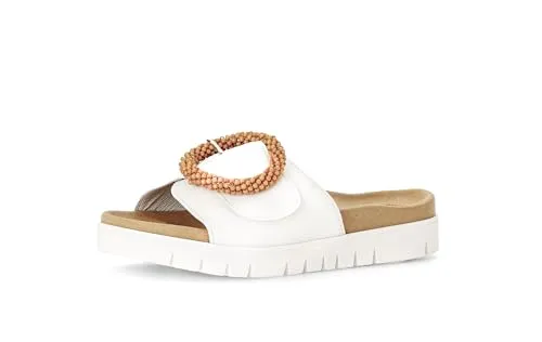 Gabor Damen Pantoletten - Best Fitting Slipper in Weiss (Cognac) - Damen-Hausschuhe mit flachem Absatz und Klettverschluss für optimalen Komfort und einfachen Einstieg, ideal für Sommer und Freizeit.