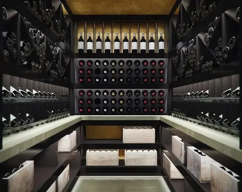 Weinregal Flaschenregal mit Beleuchtung - Elegantes Weinregal für die stilvolle Präsentation Ihrer Weinsammlung. Mit integrierter Beleuchtung und modernem Design ist es ideal für Esszimmer oder Wohnzimmer. Maße: 100x60x100 cm, freistehend und einfach zu montieren.