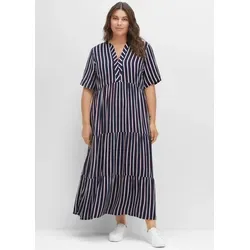 sheego Maxikleid 328233_54 – Modisches Langarmkleid mit V-Schlitz - Elegantes Maxikleid mit Rundhalsausschnitt und tiefem V-Schlitz. Aus weicher Viskose gefertigt, sorgt es für einen fließenden Fall und ein angenehmes Tragegefühl. Ideal für besondere Anlässe oder den Alltag.
