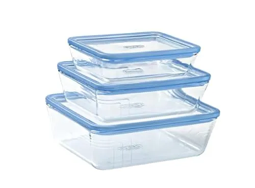 Pyrex Zero Plastic Vorratsdosen Set - Vorratsdosen-Sets aus Borosilikatglas, ofenfest und temperaturbeständig von -40 °C bis +300 °C. Hygienisch und leicht zu reinigen, ideal für gesunde Aufbewahrung.