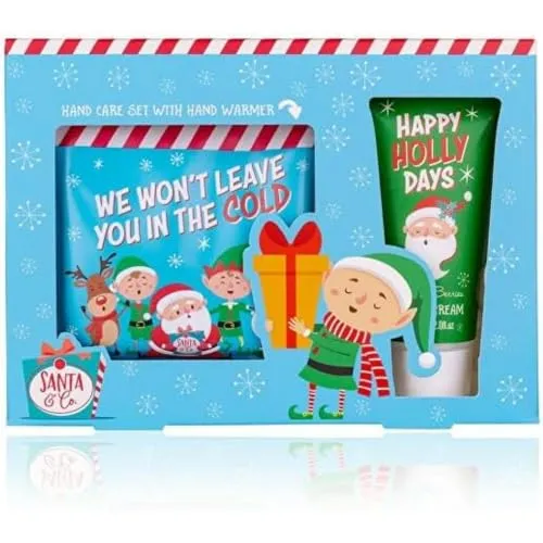 Accentra Handpflegeset Santa & CO in Geschenkbox, inkl. 60ml Hand- & Nagelcreme, Handwärmer, Duft: Frosted Berries - blau/rot/grün