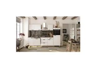 Küchenzeile Julia 280 cm – Weiß Matt, Reversibel von Flex-Well