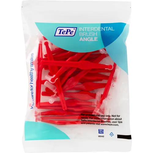 TePe Angle Interdentalbürsten 25er Multipack, rot 0,5 mm - Praktisches 25er Multipack der TePe Angle Interdentalbürsten in rot, 0,5 mm für eine gründliche Zahnzwischenraumreinigung. Ideal für die tägliche Zahnpflege.