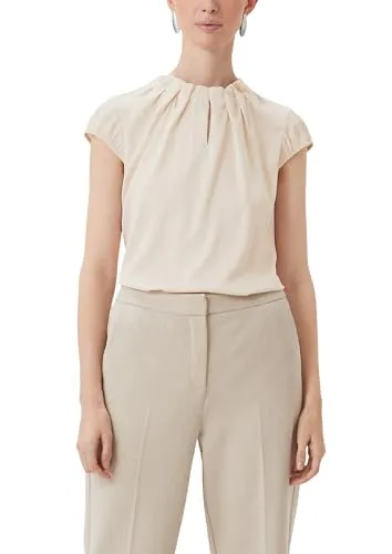 Satinbluse mit Raffung in Beige, Gr. 40 von comma,