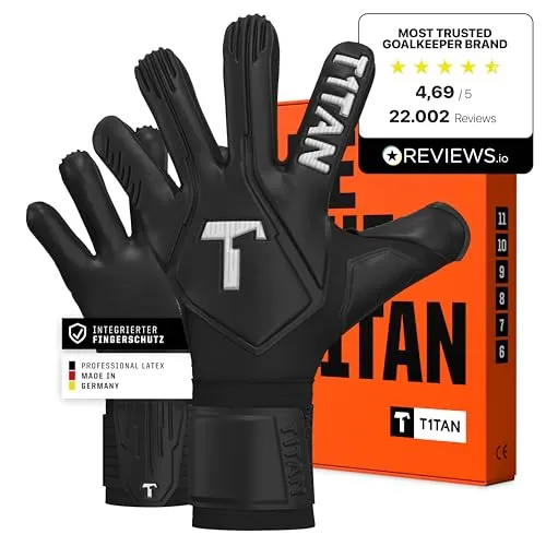 T1TAN Legend Black-Out Torwarthandschuhe, Fingerschutz, Für Kinder & Erwachsene, Profi Handschuhe, 4mm Gecko Grip Haftschaum Made in Germany -Gr. 11