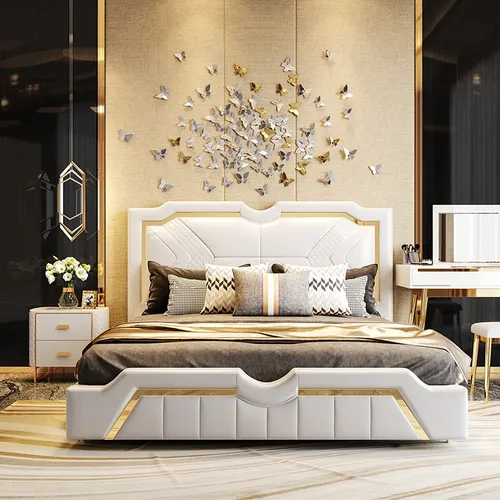 Design Bett Polster Luxus Doppel 180x200cm für Schlafzimmer