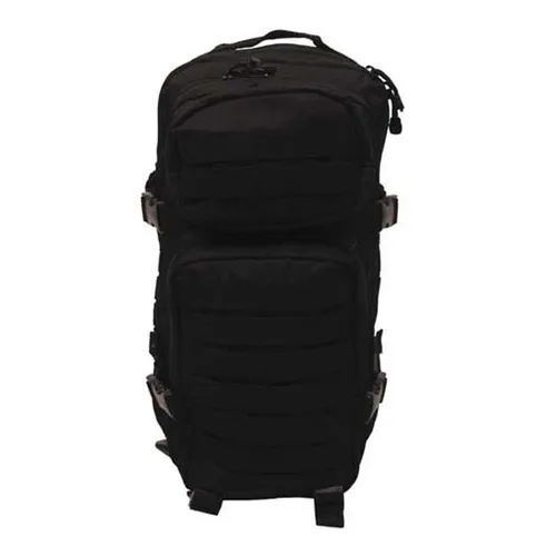 MFH US Rucksack, Assault I (schwarz) - Taktischer Rucksack mit verstellbaren, gepolsterten Tragegurten für optimalen Komfort und atmungsaktivem Mesh-Material für beste Belüftung.