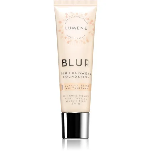 Lumene Blur 16h Longwear langanhaltende Make-up Foundation SPF 15 Farbton 1 Classic Beige (Warm) 30 ml