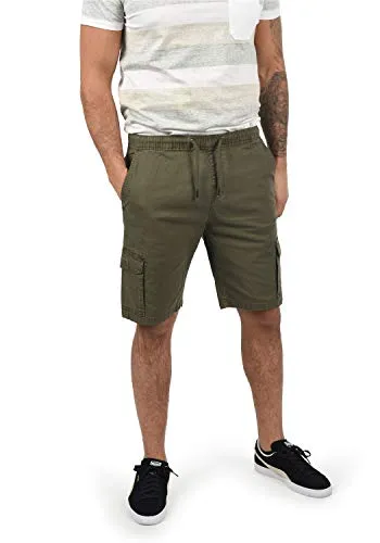 Indicode IDFrances Herren Cargo Shorts - Army Look mit Stretchanteil - Herren-Shorts aus robustem Ripstop-Material mit elastischem Bund und praktischen Cargotaschen. Ideal für den Sommer und nachhaltig produziert mit recycelten Materialien.