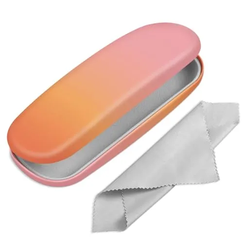 FINTIE Hardcase Brillenetui - Tragbare Hartschale Brillenetui mit Brillenputztuch - Etui für Brillen und Sonnenbrille, Sonnenuntergang Ombre