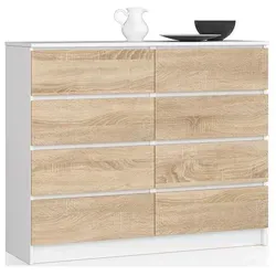 Raumhirsch Furniture Kommode, Weiß, 120x99x40 cm - Moderne Kommode mit 8 Schubladen – ideal für Wohnzimmer, Schlafzimmer oder Büro. Robuste Bauweise und leichtgängige Schubladen bieten komfortable Handhabung und viel Stauraum.