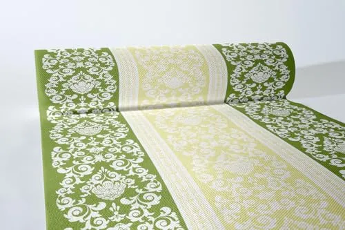 Mank Airlaid Tischläufer 40 cm x 24 m | Tischdecken-Rolle stoffähnlich | praktische Einmal-Tischdecke für Hochzeit oder Partys | Pascal (Lindgrün)