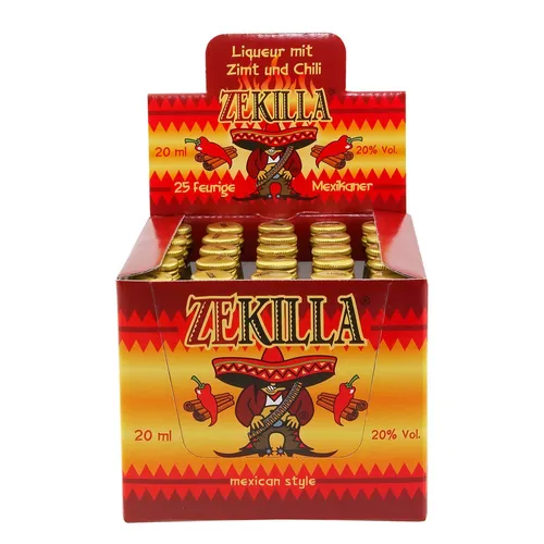 ZEKILLA Zimtlikör mit Chili - Mexican Style 20% Vol. / Partybox 25x20ml