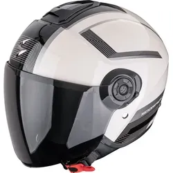 Scorpion EXO-City II Cosmos Jethelm - Beige/Schwarz - XL - Modischer Jethelm mit verlängertem Visier für optimalen Windschutz. Ausgestattet mit klappbarem Sonnenvisier und waschbarem Innenfutter für höchsten Komfort und frisches Tragegefühl.