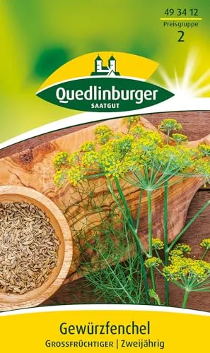 Quedlinburger Saatgut Gewürzfenchel - Großfrüchtiger Samen, würzig-süßes Anisaroma für frischen Verzehr und einfache Überwinterung