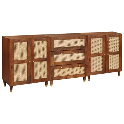 Sideboard Set 3 pcs Braun aus Massivholz Mango