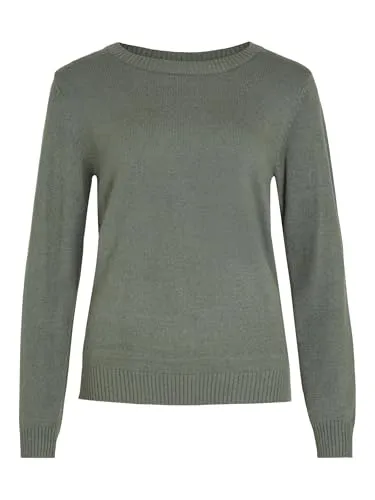Vila Damen Viril O-Neck L/S Knit Top - Noos Pullover, Laurel Wreath, S EU - Eleganter langärmeliger Strickpullover, perfekt für jeden Anlass und vielseitig kombinierbar.