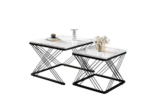MODFU Hochglanz-Couchtisch-Set (2-teilig, 60x60cm & 45x45cm)