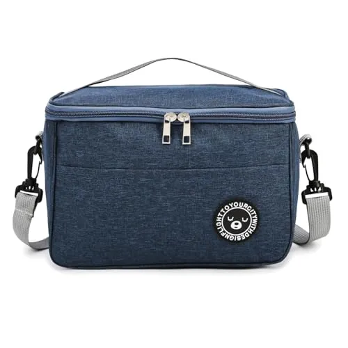 TUXUNQING Kühltasche 7.5L faltbar, Isoliertasche für Picknick, Reisen & Arbeit, Wiederverwendbare Lunchtasche mit Tragegriff, wasserabweisend, geeignet für Lebensmittel, Getränke (Blau/26*16*18cm)