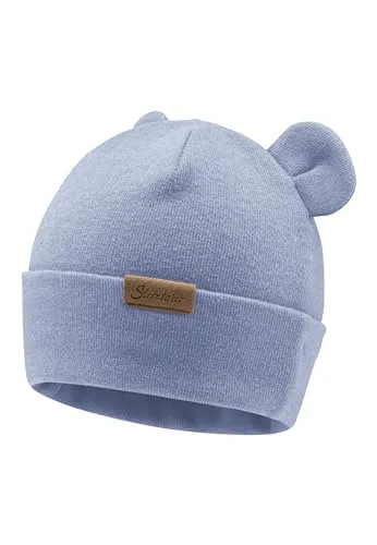 Sterntaler Beanie mit Umschlag und dekorativen, angesetzten Ohren - Unisex Baby und Kinder Mütze aus feiner Strickware - Übergangsmütze - samtblau, 43