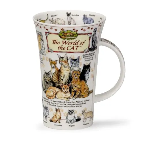 Dunoon Becher Glencoe World of the Cat - Thermobehälter aus Fine Bone China, spülmaschinenfest und mikrowellengeeignet – ideal für Katzenliebhaber und Sammler.