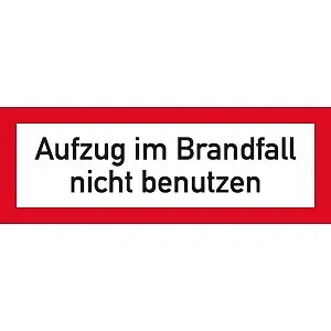 Aufkleber Aufzug im Brandfall nicht benutzen 5,2x14,8cm gem. DIN4066 VDI6017