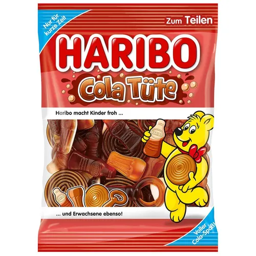 Haribo Cola Tüte 175 g - Fruchtgummis & Marshmallows, spritziger Cola-Geschmack in einer praktischen Tüte für den perfekten Snack zwischendurch.