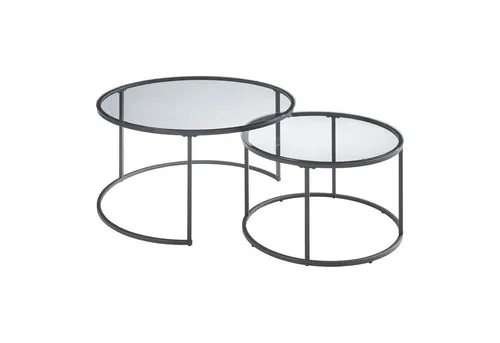 [en.casa] Couchtisch Rund 2er Set in schwarz von en.casa