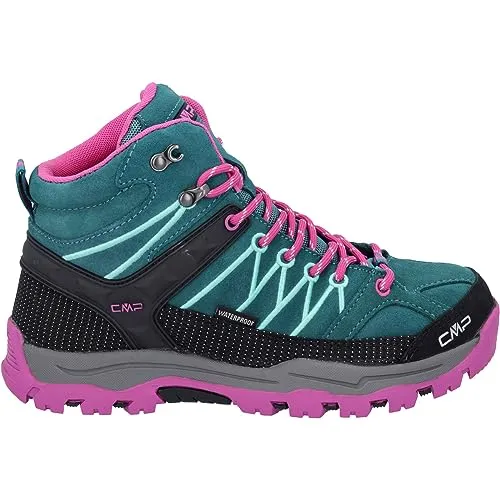CMP Kid's Rigel Mid Trekking Shoes Waterproof - Wanderschuhe 28 EU blau - Knöchelhohe, wasserdichte Wanderschuhe in Blau für Kinder, ideal für Abenteuer in der Natur. Griffige Sohle für sicheren Halt auf jedem Terrain.