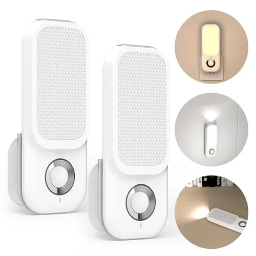 PORFOYO 2 Stück Nachtlicht Taschenlampe, Nachtlicht Steckdose, 4 in 1 LED Steck Induktionstaschenlampe, Nachtlichter mit Bewegungsmelder, LED Steckdosenlichter, Notlicht für Notfall für Innen Außen