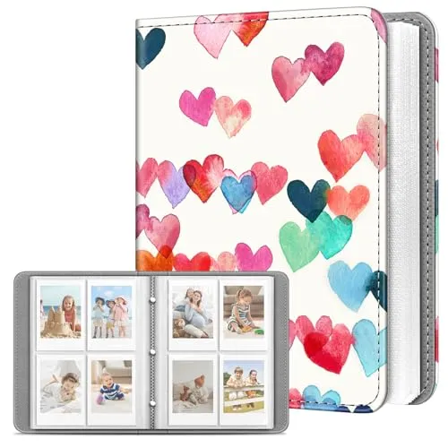 Fintie Instax Mini Fotoalbum für 2x3 Zoll Filme - 256 Taschen, kleine Alben für Instax Mini 12/11/99/40/EVO/SE Sofortbildkamera/Polaroid Hi-Print Bilder, Kpop Fotokartenhalter Binder, Regenherzen