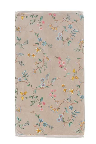 Pip Studio Les Fleurs Handtuch Khaki 55x100cm - Duschtuch aus hochwertigem Velours-Frottier, perfekt kombinierbar für einen stilvollen Mix & Match-Effekt in Ihrem Badezimmer.