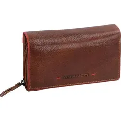 Leder Damenbörse rotbraun mit vielen Fächern - Praktische Geldbörse mit 22 Kreditkartenfächern und Außenreißverschluss. Ideal für die tägliche Nutzung und organisiert unterwegs. Maße: 15x9,5x3,5cm.