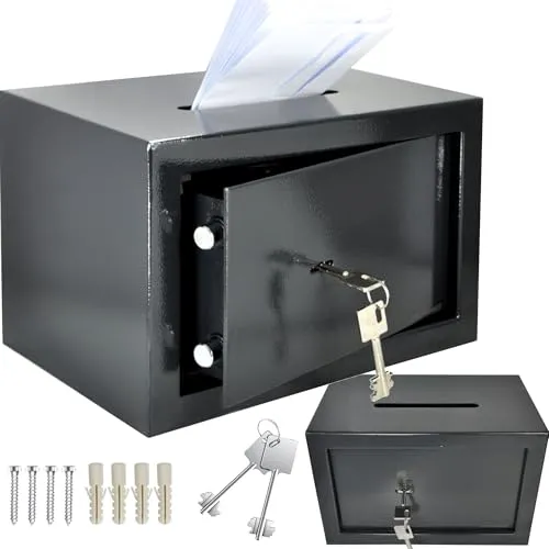 Safe Tresor Möbeltresor mit Einwurfschlitz Doppelbartschlüssel Anthrazitgrau RAL 7016 Doppelbolzen Verriegelung EINWURFSCHLITZ (Safe 310x200x200)