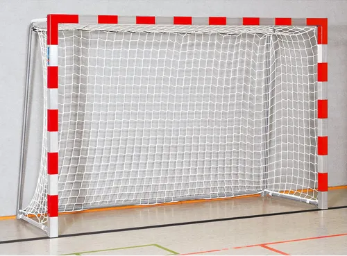 Sport-Thieme Handballtor 3x2 m mit Bodenhülsen, Rot-Silber - Stabiles Handballtor mit verschraubten Eckverbindungen für hohe Standfestigkeit. Inkl. Sicherheitszubehör und abgerundeten Kanten für optimale Sicherheit auf dem Spielfeld.