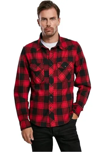 Brandit Herren Check Shirt 5XL Rot-Schwarz - Stylisches kariertes Flanellhemd aus reiner Baumwolle. Mit zwei Brusttaschen und klassischem Schnitt ideal für den täglichen Einsatz. Hautfreundlich und wärmend, in verschiedenen Farben und Größen erhältlich.