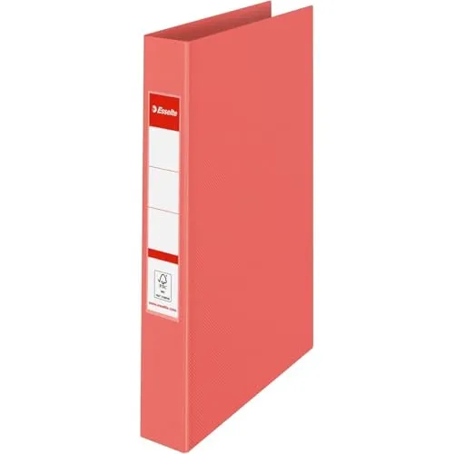 Esselte Ringordner, 190 Blatt Kapazität, 42 mm Rückenbreite, A4-Ordner mit 2 Ringen und festem Einband, für Zuhause/Büro, zur Schreibtischorganisation, Colour'Breeze Serie, Koralle, 628433