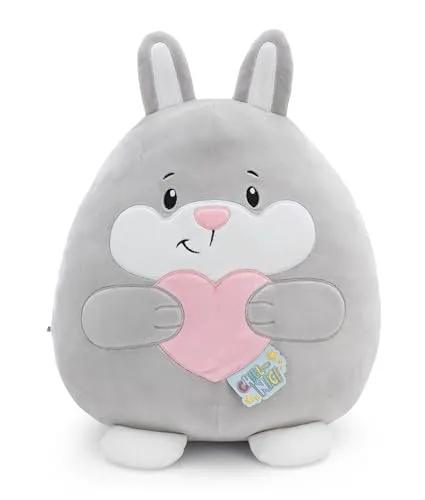 NICI Kuscheltier Chill Hase mit Herz 20cm - grau - Stofftier aus weichem Plüsch, niedliches Plüschtier zum Kuscheln und Spielen, für Kinder & Erwachsene, tolle Geschenkidee | 61794