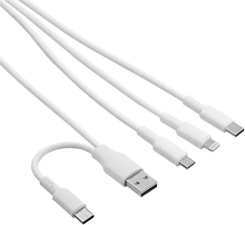 Akyga USB-Kabel USB-C Stecker, USB-A Stecker, Apple Lightning Stecker, USB-Micro-B Stecker 1.20m Weiß AK-USB-52