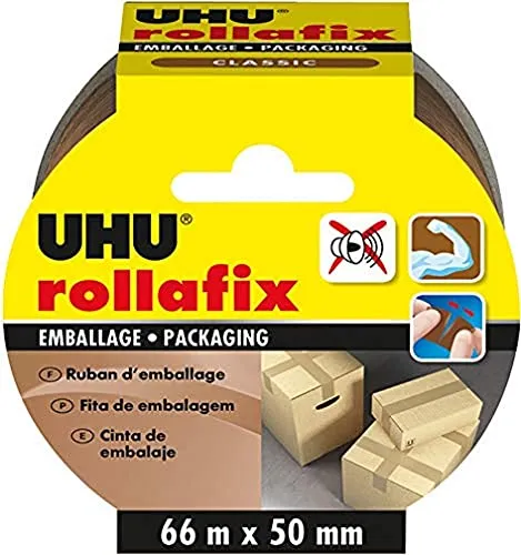 UHU Rollafix Packband, braun, 66 m x 50 mm