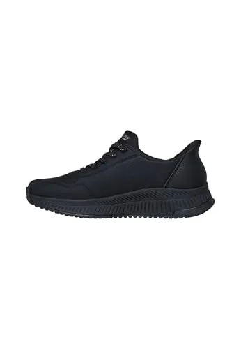 Skechers Slip-Ins Bobs Squad 4 Key Look Damen Sneaker Schwarz - Sneaker mit sportlichem Design und Stretch-Schnürung, ideal für bequemen Alltag. Die innovative Slip-ins Machart und das exklusive Fersenkissen bieten optimalen Komfort.