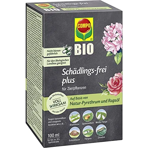 COMPO Schädlings-frei plus, 100ml Konzentrat, Bekämpfung von Schädlingen an Zierpflanzen, Obst und Gemüse, Insektizid u.a. gegen Blattläuse, Wollläuse uvm.