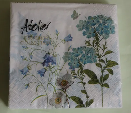 Servietten Blumen Blaue Farbtöne 1 Packung OVP Motivservietten Glockenblumen 20