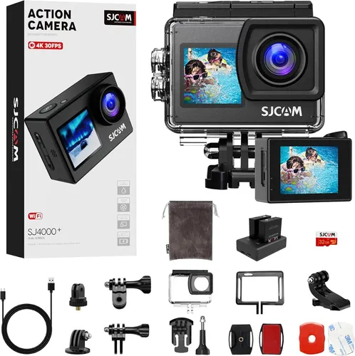 SJCAM SJ4000 Dual Screen 4K Action Cam - 4K Ultra HD Action-Kamera mit 170° Weitwinkel, ideal für Abenteuer und Unterwasseraufnahmen. Unterstützt WiFi und kann als Dashcam oder Webcam verwendet werden.